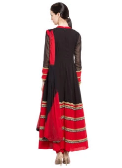 Black N Red Ankle Length Anarkali Suit After Six Wear -C Bazaar Shop black n red ankle length anarkali suit slmnc1680 b