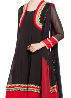 Black N Red Ankle Length Anarkali Suit After Six Wear