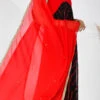 Black N Red Chiffon Leheriya Anarkali Top With Dupatta After Six Wear