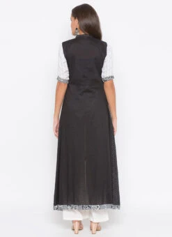 Black N White Cotton Embroidered Kurta Palazzo Set After Six Wear -C Bazaar Shop black n white cotton embroidered kurta palazzo set krsmnc2008ks b