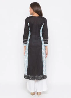 Black N White Cotton Printed Kurta Palazzo Set After Six Wear -C Bazaar Shop black n white cotton printed kurta palazzo set krsmnc1991ks b