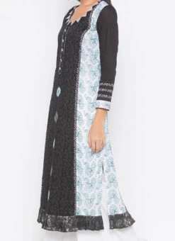 Black N White Cotton Printed Kurta Palazzo Set After Six Wear