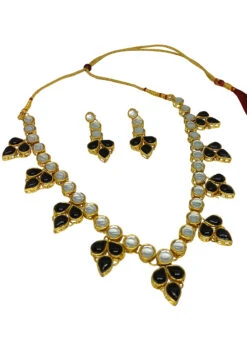 Black N White Necklace Set Party Wear 5 Black N White Necklace Set Party Wear -C Bazaar Shop black n white necklace set jynmvf11310 b
