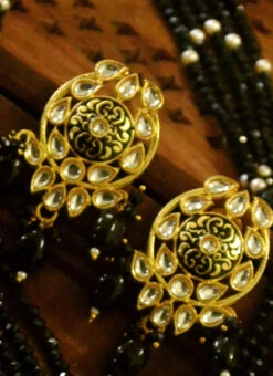 Black Necklace Set With Earrings Party Wear