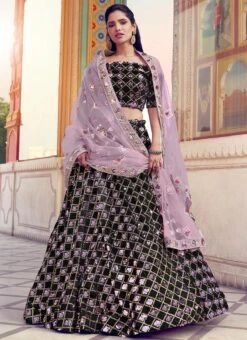 Black Net Designer Sequins Umbrella Lehenga Party Wear -C Bazaar Shop black net designer sequins umbrella lehenga ghsaj5801 u