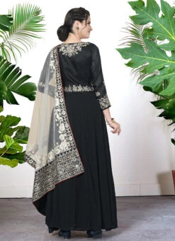 Black Net Dupatta Embroidery Georgette Anarkali Suit Party Wear -C Bazaar Shop black net dupatta embroidery georgette anarkali suit slsdi1707bl b