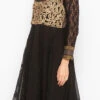 Black Net Kurta Churidar Set Party Wear