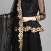 Black Net N Raw Silk Anarkali Suit Party Wear