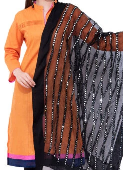 Black Organza Cotton Gota Patti Work Dupatta Festive Wear