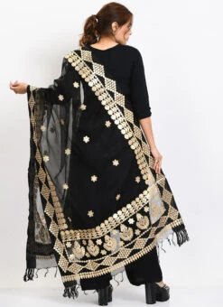 Black Organza Cotton Gota Work Dupatta Work Wear -C Bazaar Shop black organza cotton gota work dupatta dpdmimfd105 b