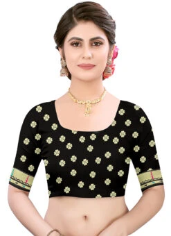 Black Paithani Silk Jacquard Saree Festive Wear 7 Black Paithani Silk Jacquard Saree Festive Wear -C Bazaar Shop black paithani silk jacquard saree sasom343 b