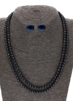 Black Pearls Two Layered Necklace Set Party Wear -C Bazaar Shop black pearls two layered necklace set jyhjpjun20149 b