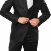 Black Poly Cotton Lapel Suit