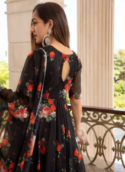 Black Pure Organza Printed Anarkali Suit Party Wear 7 Black Pure Organza Printed Anarkali Suit Party Wear -C Bazaar Shop black pure organza printed anarkali suit sljpjhc721 b
