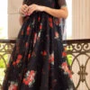 Black Pure Organza Printed Anarkali Suit Party Wear