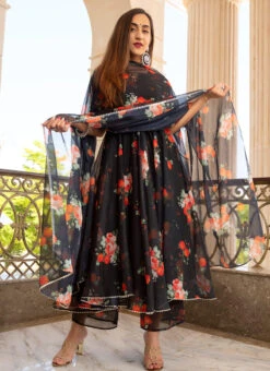 Black Pure Organza Printed Anarkali Suit Party Wear 6 Black Pure Organza Printed Anarkali Suit Party Wear -C Bazaar Shop black pure organza printed anarkali suit sljpjhc721 u