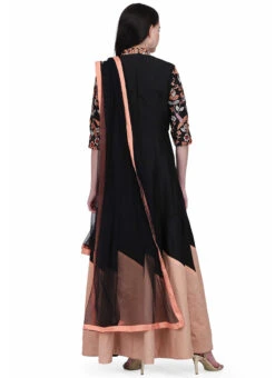 Black Raw Silk Anarkali Suit Party Wear -C Bazaar Shop black raw silk anarkali suit slupifc961 b