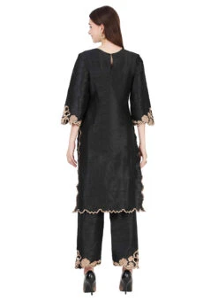 Black Raw Silk Kurta Semi Palazzo Set Party Wear -C Bazaar Shop black raw silk kurta semi palazzo set krskinf9900525 b