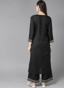 Black Rayon Kurta Palazzo Set Party Wear -C Bazaar Shop black rayon kurta palazzo set krsdmf7152g b