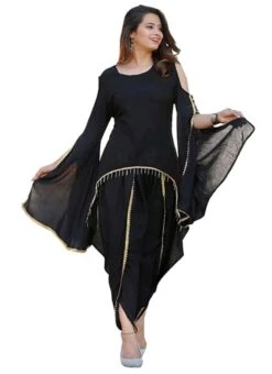 Black Rayon Kurta Patiyala Set Work Wear -C Bazaar Shop black rayon kurta patiyala set krsdmf913 u