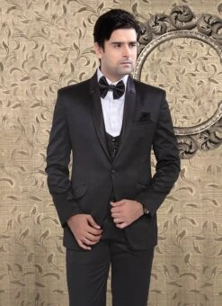 Black Satin Suit -C Bazaar Shop black satin suit sumdc3040 b