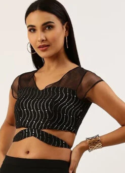 Black Sequins Embroidered Blouse Festive Wear 7 Black Sequins Embroidered Blouse Festive Wear -C Bazaar Shop black sequins embroidered blouse BLBS02305257 b