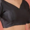 Black Silk Solid Stitched Readymade Blouse Party Wear