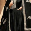 Black Soft Art Silk Embroidered N Sequins Anarkali Suit Party Wear