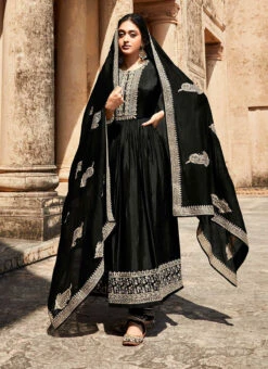 Black Soft Art Silk Embroidered N Sequins Anarkali Suit Party Wear 6 Black Soft Art Silk Embroidered N Sequins Anarkali Suit Party Wear -C Bazaar Shop black soft art silk embroidered n sequins anarkali suit slsaj30261934 u