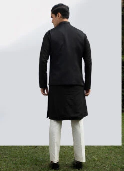 Black Suiting Fabric Hand Embroidery Jacket -C Bazaar Shop black suiting fabric hand embroidery jacket jmkksak45 b