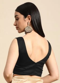 Black Taffeta Blouse Work Wear -C Bazaar Shop black taffeta blouse BLBS02206122 b