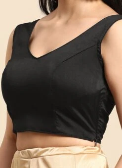 Black Taffeta Blouse Work Wear