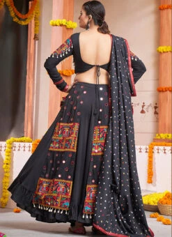 Black Viscose Kutch Work Chaniya Choli Festive Wear -C Bazaar Shop black viscose kutch work chaniya choli ghsacw8921 b