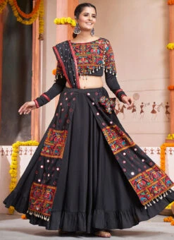 Black Viscose Kutch Work Chaniya Choli Festive Wear -C Bazaar Shop black viscose kutch work chaniya choli ghsacw8921 u