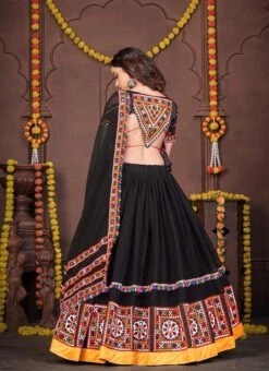 Black Rayon Mirror Chaniya Choli Festive Wear -C Bazaar Shop black viscose mirror chaniya choli ghsacw7521 b
