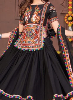 Black Rayon Mirror Chaniya Choli Festive Wear