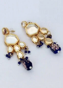 Blue Alloy KundanDanglers Party Wear -C Bazaar Shop blue alloy kundandanglers ermni202 b