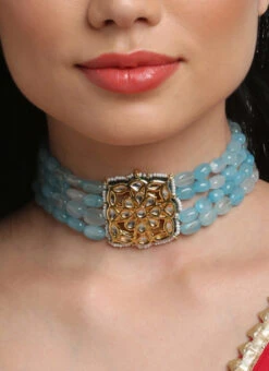 Blue Alloy Necklace Party Wear -C Bazaar Shop blue alloy necklace jysrra40426 b