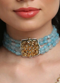 Blue Alloy Necklace Party Wear