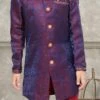 Blue And Maroon Art Silk Jacquard Indowestern Sherwani Party Wear