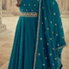 Blue Art Silk Cord Work Dresses And Gown Party Wear