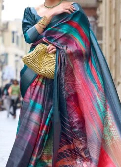 Blue Art Silk Digital Print Saree After Six Wear