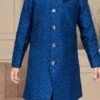 Blue Art Silk Embroidered Sherwani For Boys Festive Wear