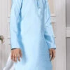 Blue Art Silk Embroidery Kurta Pyjama Party Wear