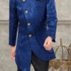Blue Art Silk Jacquard Indowestern Sherwani Party Wear
