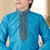 Blue Art Silk Kurta Pyjama Set