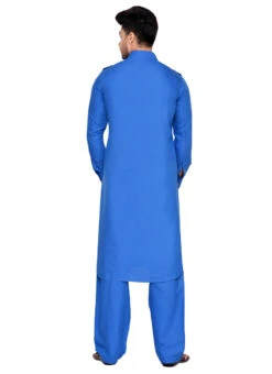 Blue Art Silk Pathani Set -C Bazaar Shop blue art silk pathani set kpmrg1562 b