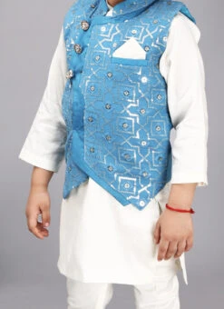 Blue Art Silk Sequins Bandi Set Party Wear