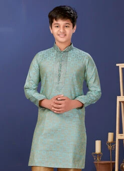 Blue Bell Jacquard Silk Kurta Pyjama -C Bazaar Shop blue bell jacquard silk kurta pyjama kdbsrk521 b