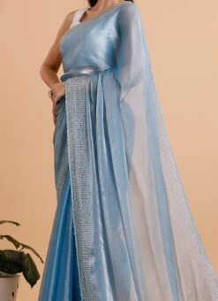 Blue Colour Jimmy Choo Handwork Saree Party Wear